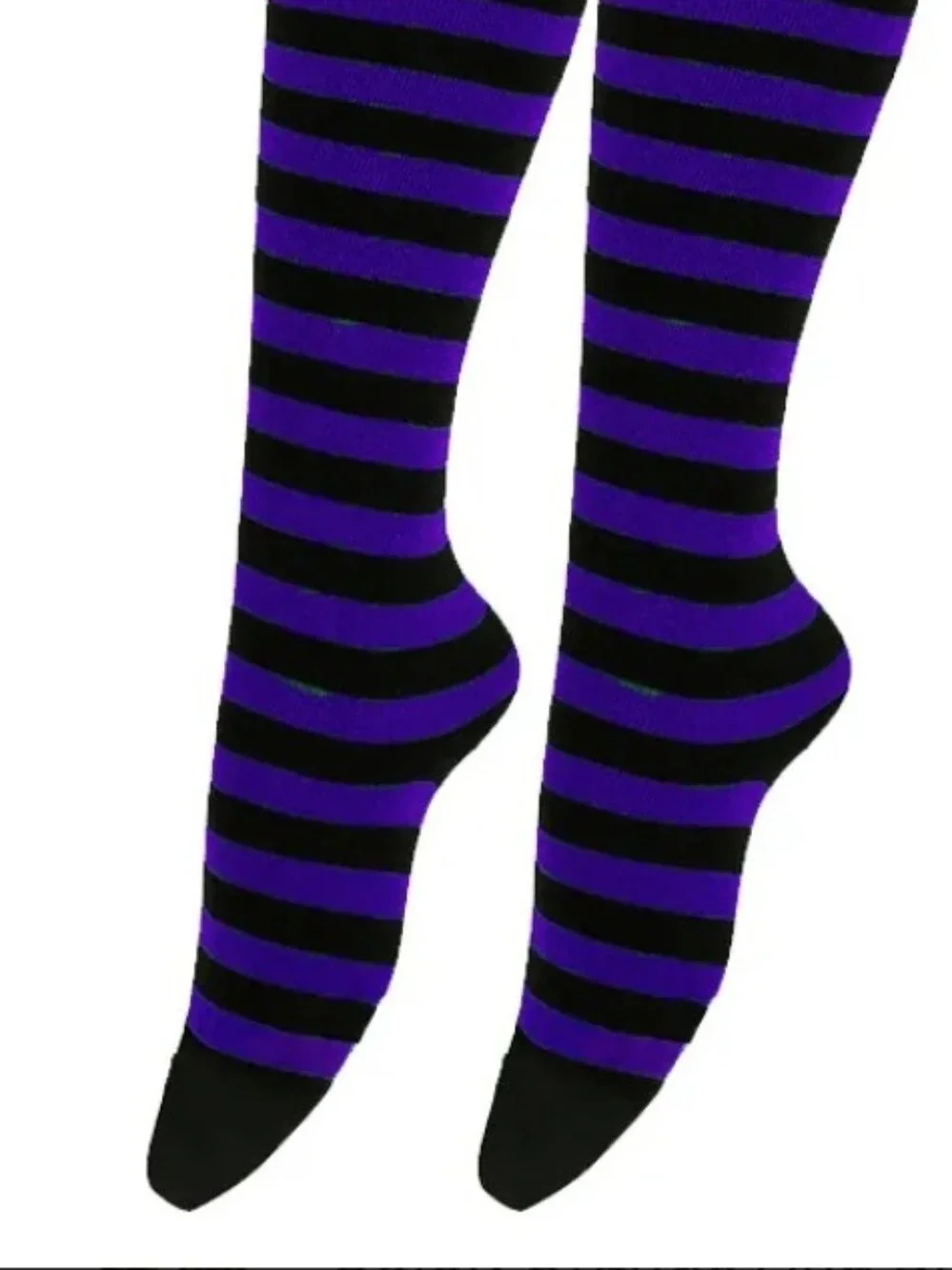 Dark Purple & Black Striped Thigh-High Socks & Arm Warmers